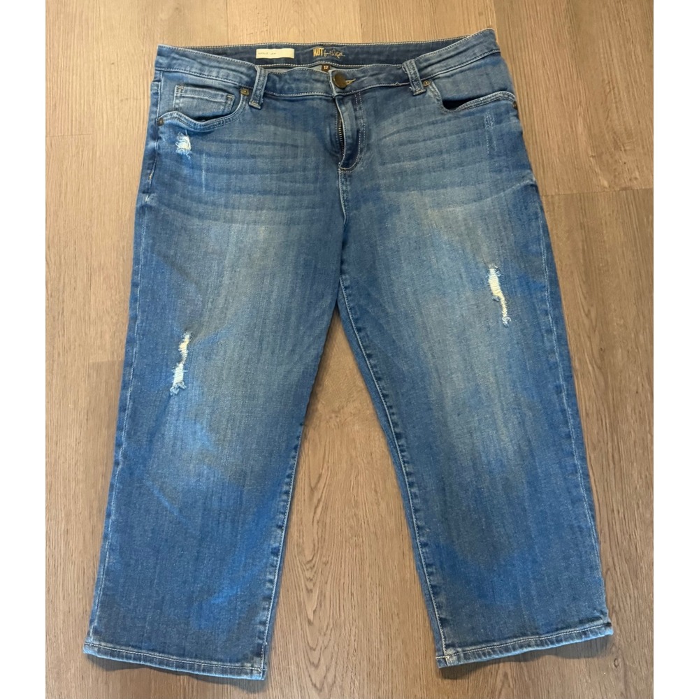 Kut from the Kloth Natalie Crop Distressed Jeans Medium Wash Size 12